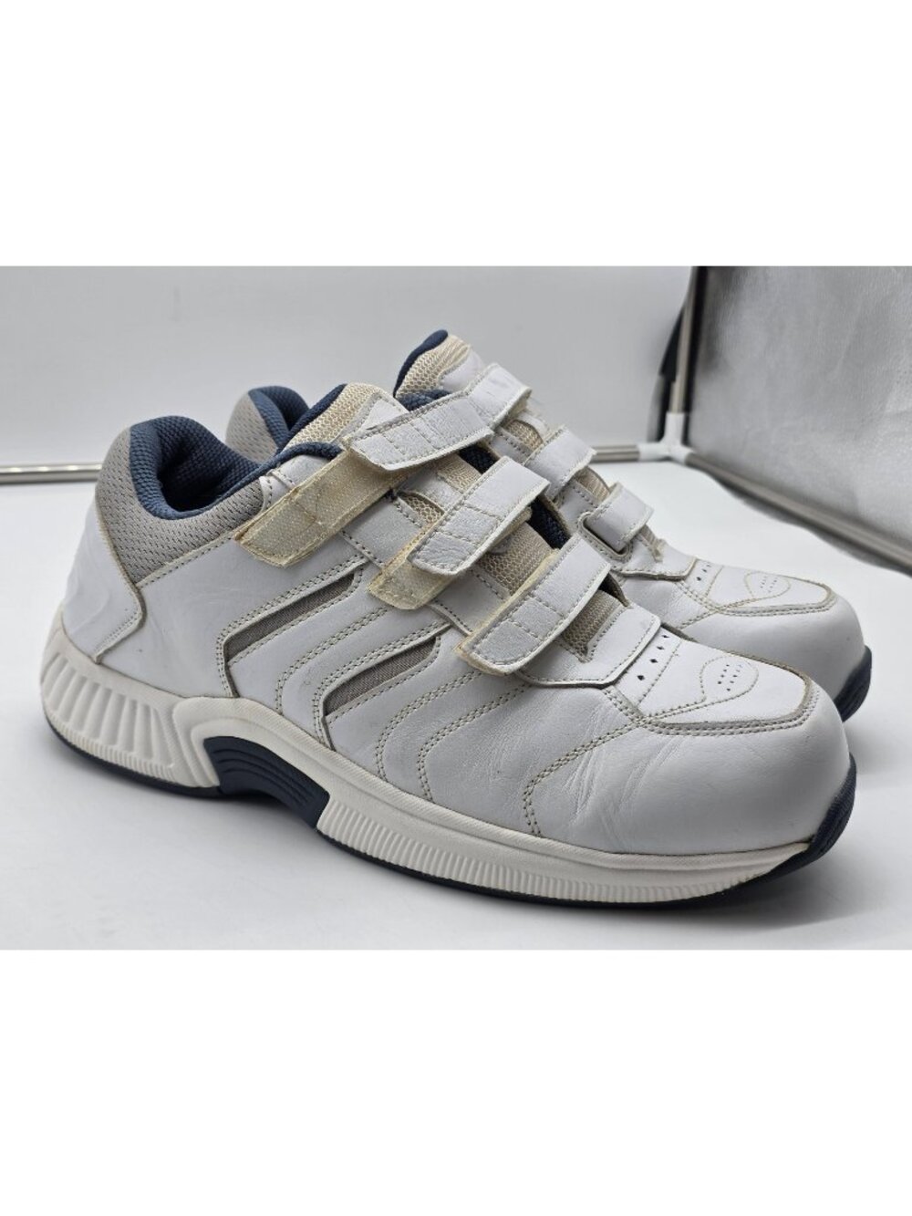 BioFit 650 Shoes Mens Size 12 White Leather X-Wide 4E Walking Sneakers Straps